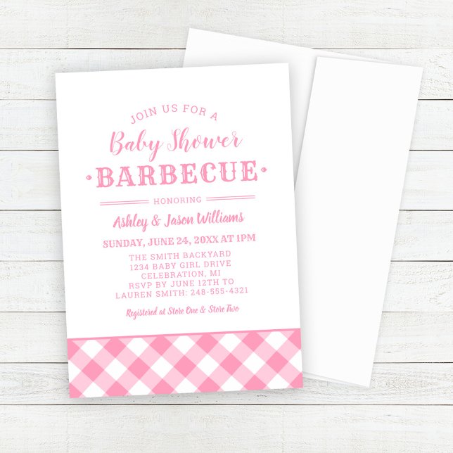 Baby Shower GRILLEN Pink Gingham Kariert Einladung (Von Creator hochgeladen)