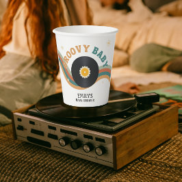 Baby Shower Groovy Baby Vinyl Record Retro 70er 80 Pappbecher