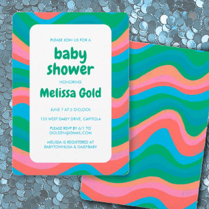 BABY SHOWER Groovy Colorful Stripes CUSTOM Bold Einladung