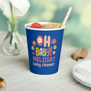 BABY SHOWER Groovy Daisies COLORFUL CUSTOM Pappbecher