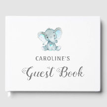 Baby Shower Guest Book, Blue Elephant