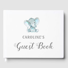 Baby Shower Guest Book, Blue Elephant Gästebuch