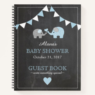 Baby Shower Guest Book Chalkboard Look Elephants Notizbuch