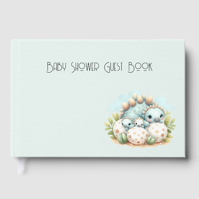 Baby Shower Guest Book Dinosaur Dino Mite Keepsake Gästebuch (Vorderseite)