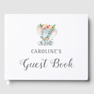 Baby Shower Guest Book, floral Elephant Gästebuch