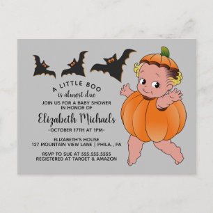 BABY SHOWER HALLOWEEN   Ein kleiner Boo ist fällig Postkarte