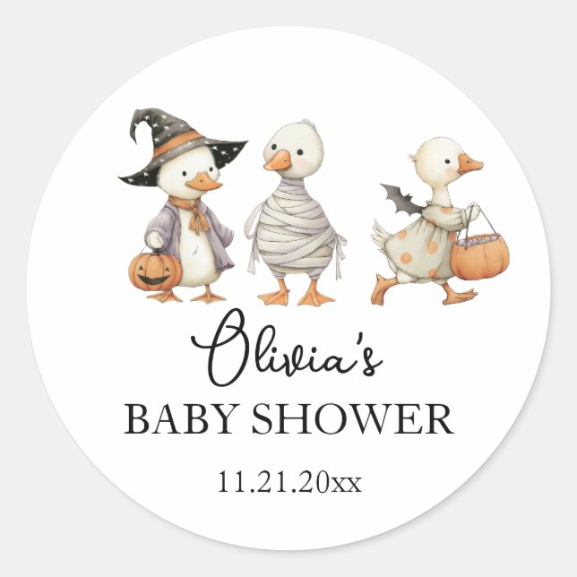 Baby-Shower-Halloween-Gans-Aufkleber Runder Aufkleber (Vorderseite)