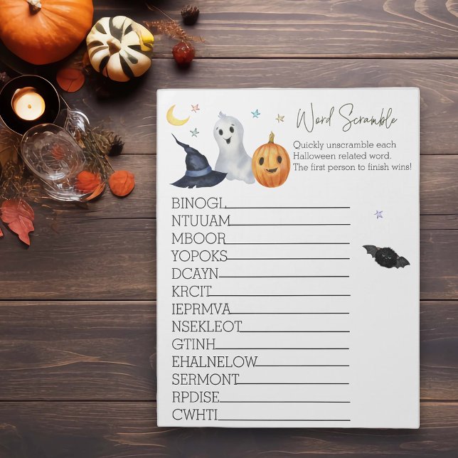 Baby Shower Halloween Ghost Word Scramble Notepad Notizblock (Von Creator hochgeladen)
