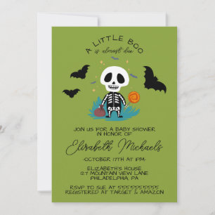 BABY SHOWER Halloween Lil' Boo Skeleton Mitteilungskarte