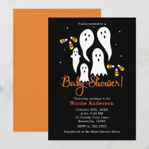 Baby-Shower-Halloween-Party-Geister & Candy Corn Einladung