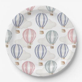 Baby-Shower-Heißluftballons Geschlechtsneutral Pappteller