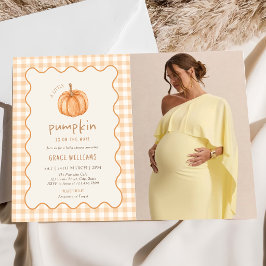 Baby Shower Herbst-Gingham-Kürbis auf dem Weg Einladung