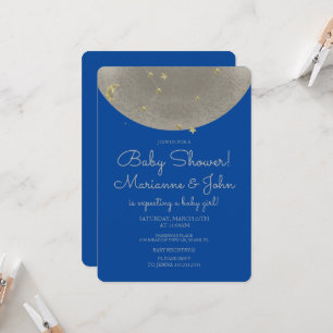 Baby Shower Himmelskörper Mond Sterne Faux Gold Einladung