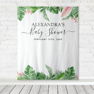 Baby Shower Hintergrund Tropische Blumen Foto Boot Wandteppich