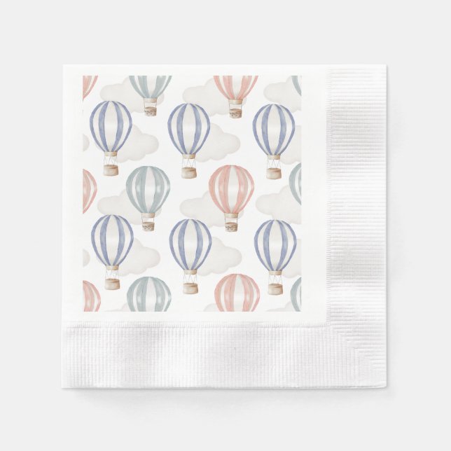 Baby Shower Hot Air Balloons Gender Neutral Serviette (Vorderseite)