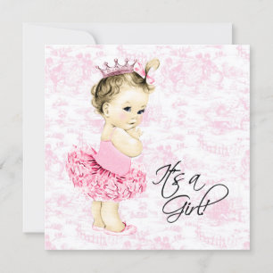 Baby-Shower im rosafarbenen Toile-Design Einladung