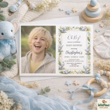 Baby-Shower im Wasserfarben-Stil mit Elefant für J