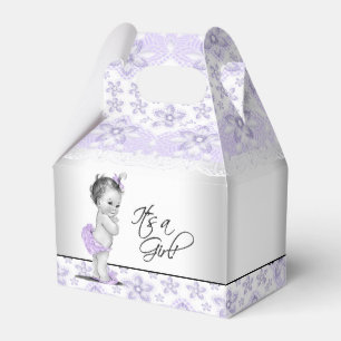 Baby Shower in Lila Lavendel und Grau Geschenkschachtel