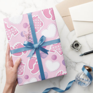Baby Shower in Rosa Geschenkpapier