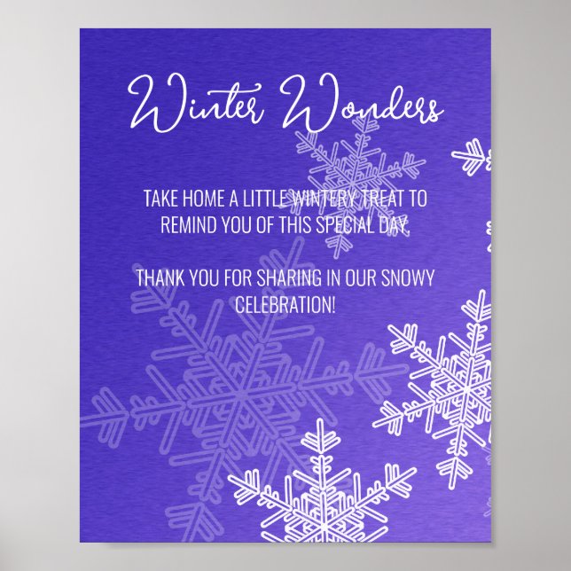 Baby Shower Indigo Snowflakes Lieblingszeichen Poster (Vorne)