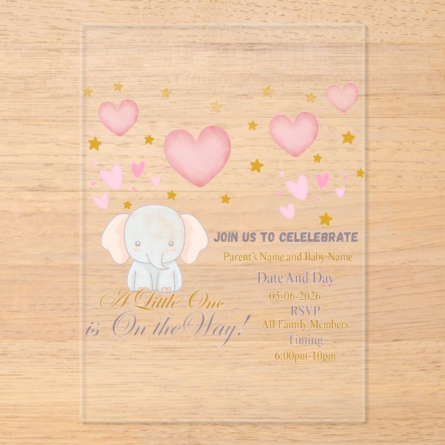 Baby Shower Invitation Acryleinladungen (Vorderseite)