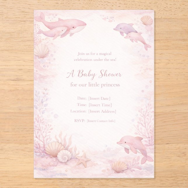 baby shower invitation baby shower girl pink baby  acryleinladungen (Vorderseite)