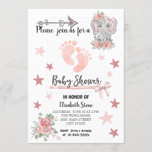 Baby Shower Invitation card 12x18" Girl Einladung