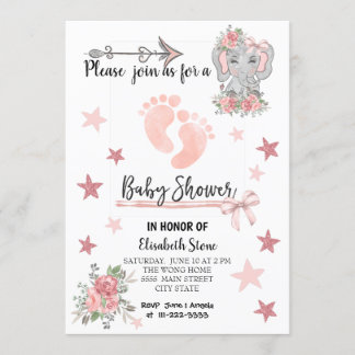 Baby Shower Invitation card 12x18" Girl Einladung