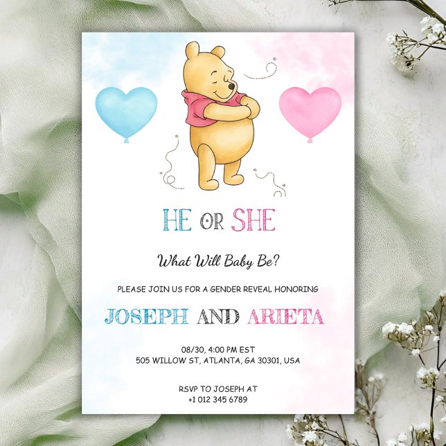 Baby shower Invitation card featuring a bear  Einladung (Von Creator hochgeladen)