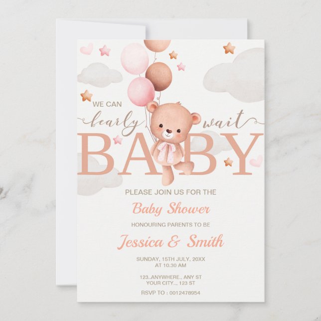 Baby Shower Invitation Card Girl Einladung (Vorderseite)
