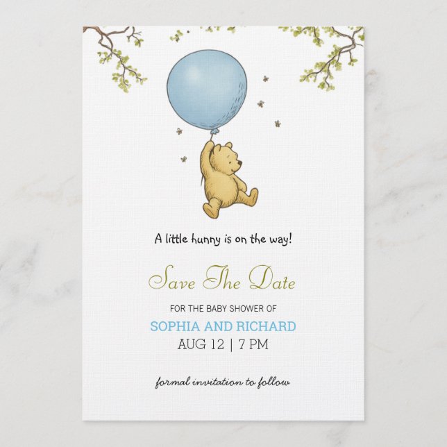 Baby shower invitation featuring a cute bear  einladung (Vorderseite)