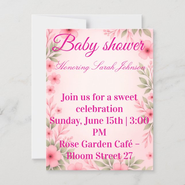 Baby shower invitation for girl  magneteinladung (Vorderseite)