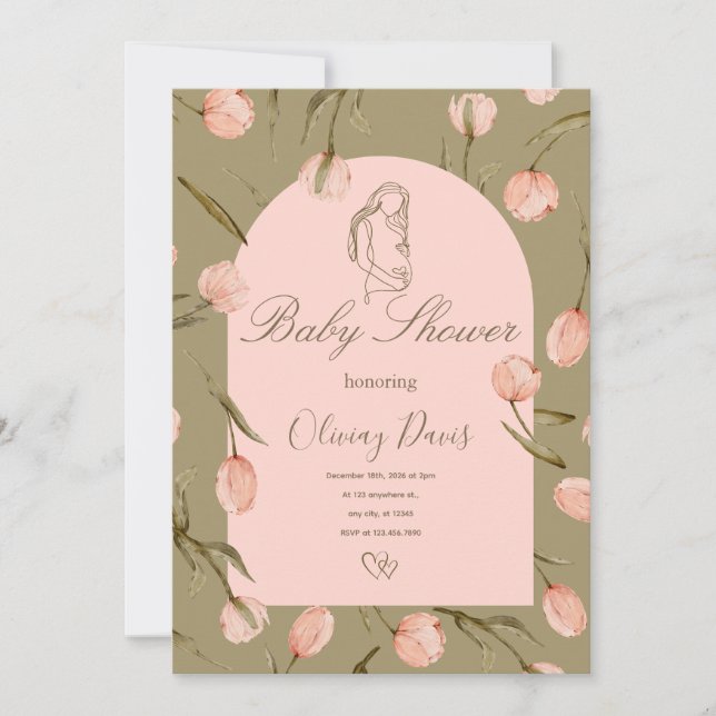 Baby Shower Invitation in Calming Nature Colors  (Vorderseite)