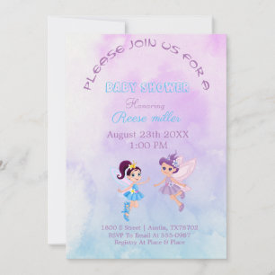 "Baby Shower Invitation in Lila & Light Blue" Save The Date