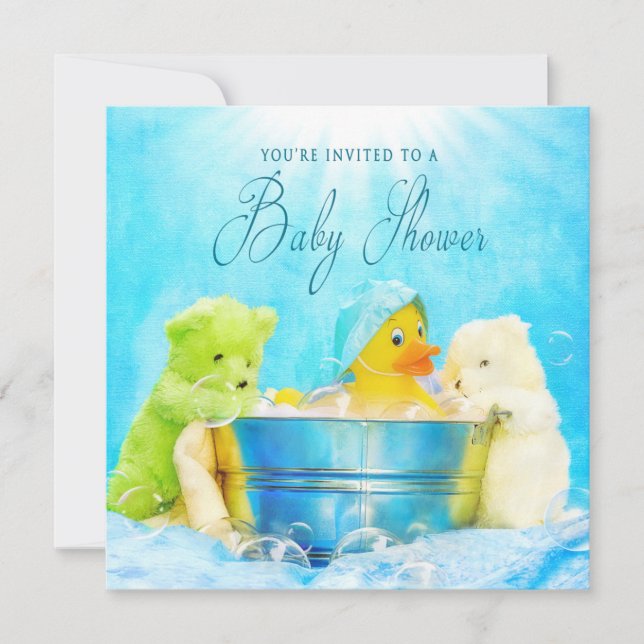 BABY SHOWER INVITATION - RUBBER DUCKY & FREUNDE EINLADUNG (Vorderseite)