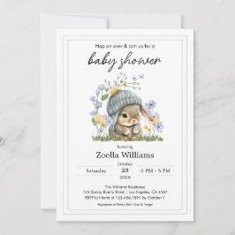 Baby Shower Invitation Simple Flowers Bunny Einladung