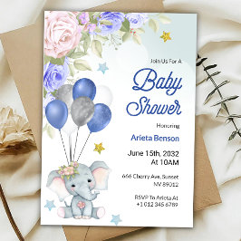 Baby shower invitation with a cute elephant  einladung