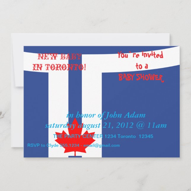Baby Shower Invitation with Flag of Toronto Einladung (Vorderseite)