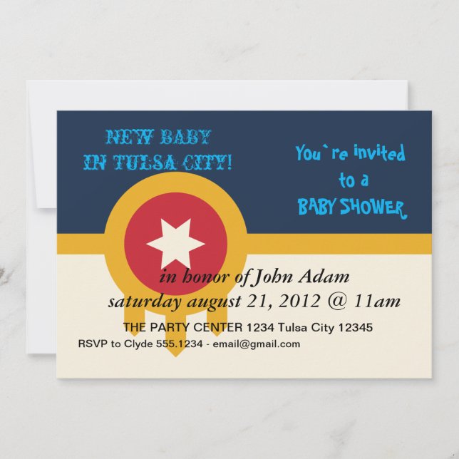 Baby Shower Invitation with Flag of Tulsa, USA Einladung (Vorderseite)