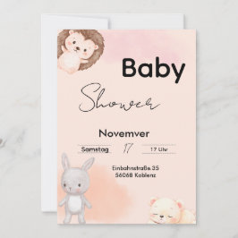 Baby Shower Invitation Woodland Animals Einladung