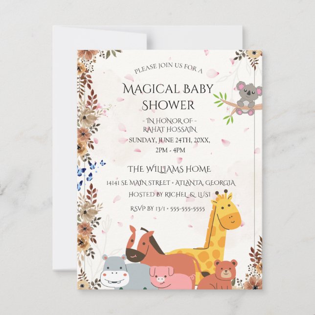 Baby Shower Invitations | Custom Wildflower Card RSVP Karte (Vorderseite)