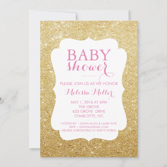 Baby Shower Invite - Glittered - Einladung (Vorderseite)