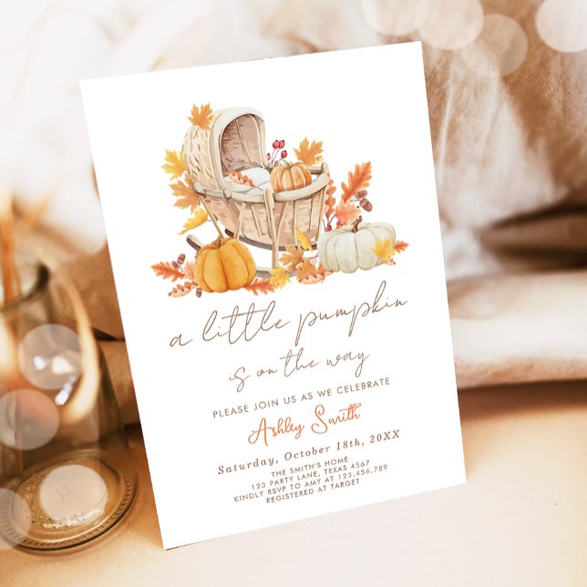 Baby Shower Invite Little Pumpkin Fall Autumn Einladung (Von Creator hochgeladen)