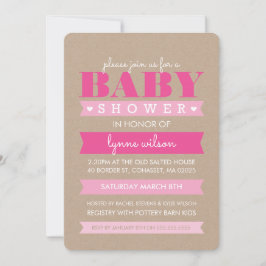 BABY SHOWER INVITE Moderne rustikale Kraftkraft we Einladung