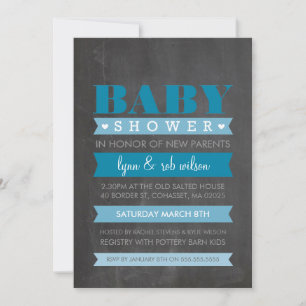 BABY SHOWER INVITE Modernes Kalkboard Blau Einladung