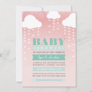 BABY SHOWER INVITE ombre wasserfarbe minze koralle Einladung
