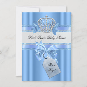 Baby Shower Junge Baby Blau Kleiner Prinz Krone Einladung