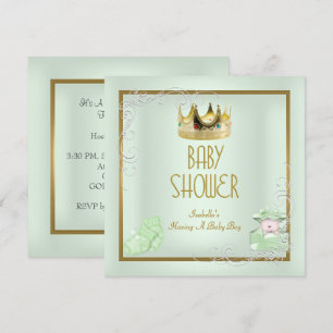 Baby Shower Junge Baby Krone Prinz Mintgrün Einladung