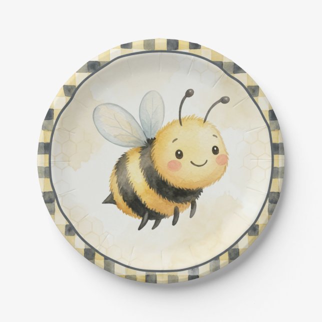 Baby Shower Junge Bienenschädling Pappteller (Vorderseite)