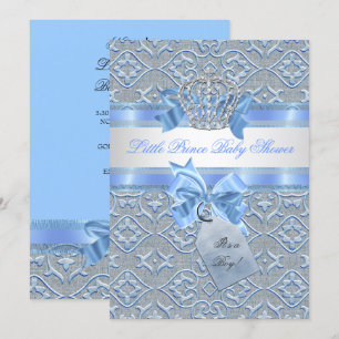 Baby Shower Junge Blau Kleiner Prinz Krone 2 Einladung